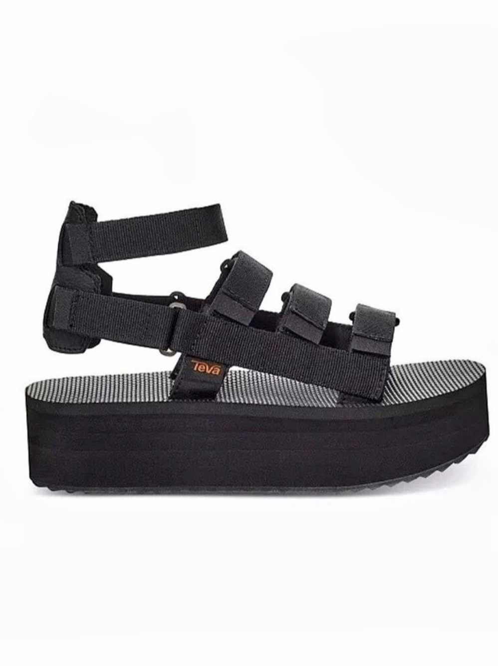 Teva Mevia Gladiator Black Platform Sandals US 10 Nearly New